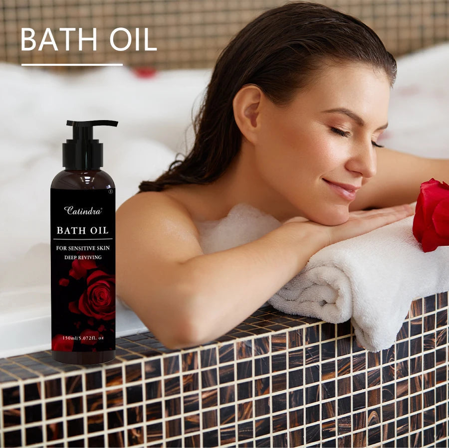 Bath Oil Exfoliating Rose Scent For Dry Skin 150ml