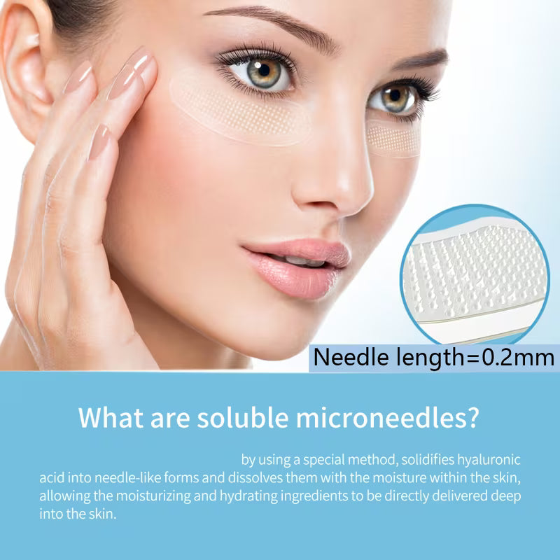 Advanced Dissolvable Microneedle Patches | 2,000 Micro-Infusion Needles with 90% Pure Hyaluronic Acid | Deep Hydration, Plumping & Anti-Aging Treatment for Under-Eye and Face