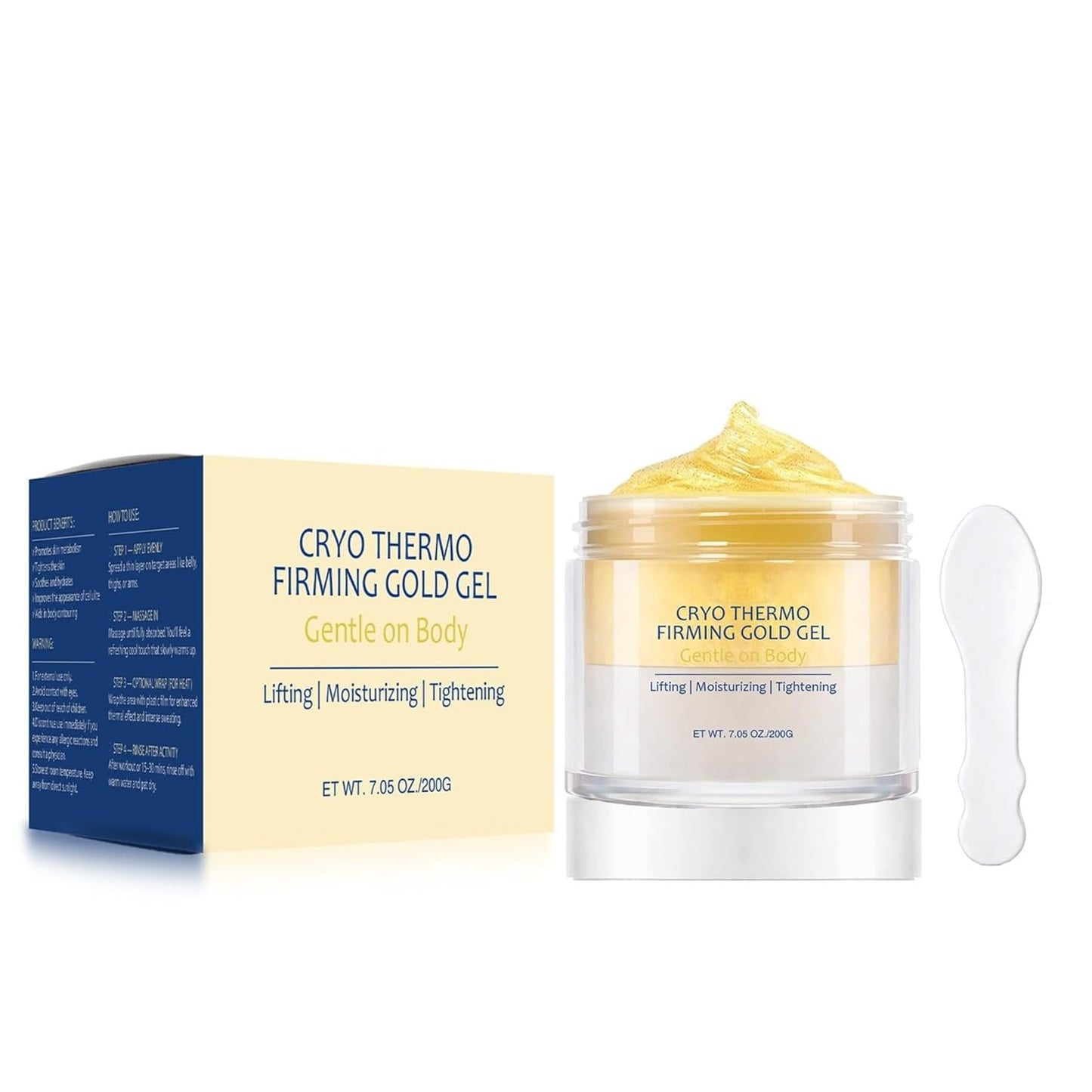 Cryo Thermo Firming Gold Gel, Hot Activation Anti-Cellulite Cream for Belly, Thighs & Buttocks, Skin Tightening Cream for Body, Promotes Blood Circulation, 7.05 oz