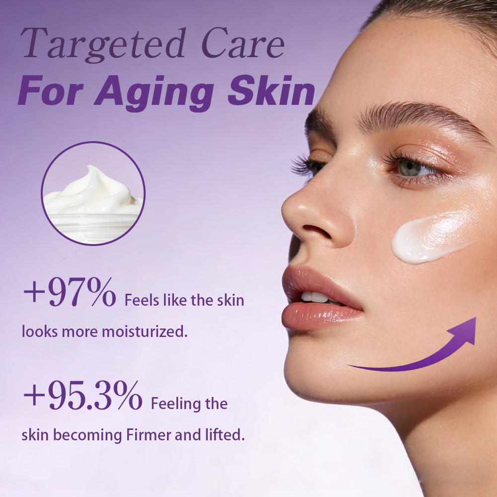 3D Lifting Night Cream, Korean Anti-Aging Moisturizer with 17-Peptide Complex, Probiotic Facial Treatment for Face, Neck Wrinkles，1.7 fl oz