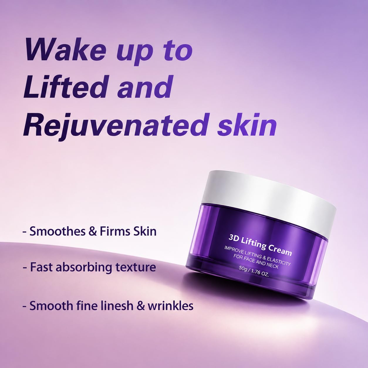 3D Lifting Night Cream, Korean Anti-Aging Moisturizer with 17-Peptide Complex, Probiotic Facial Treatment for Face, Neck Wrinkles，1.7 fl oz