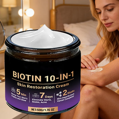 Close-up beauty shot of Biotin Skin Restoration Cream jar