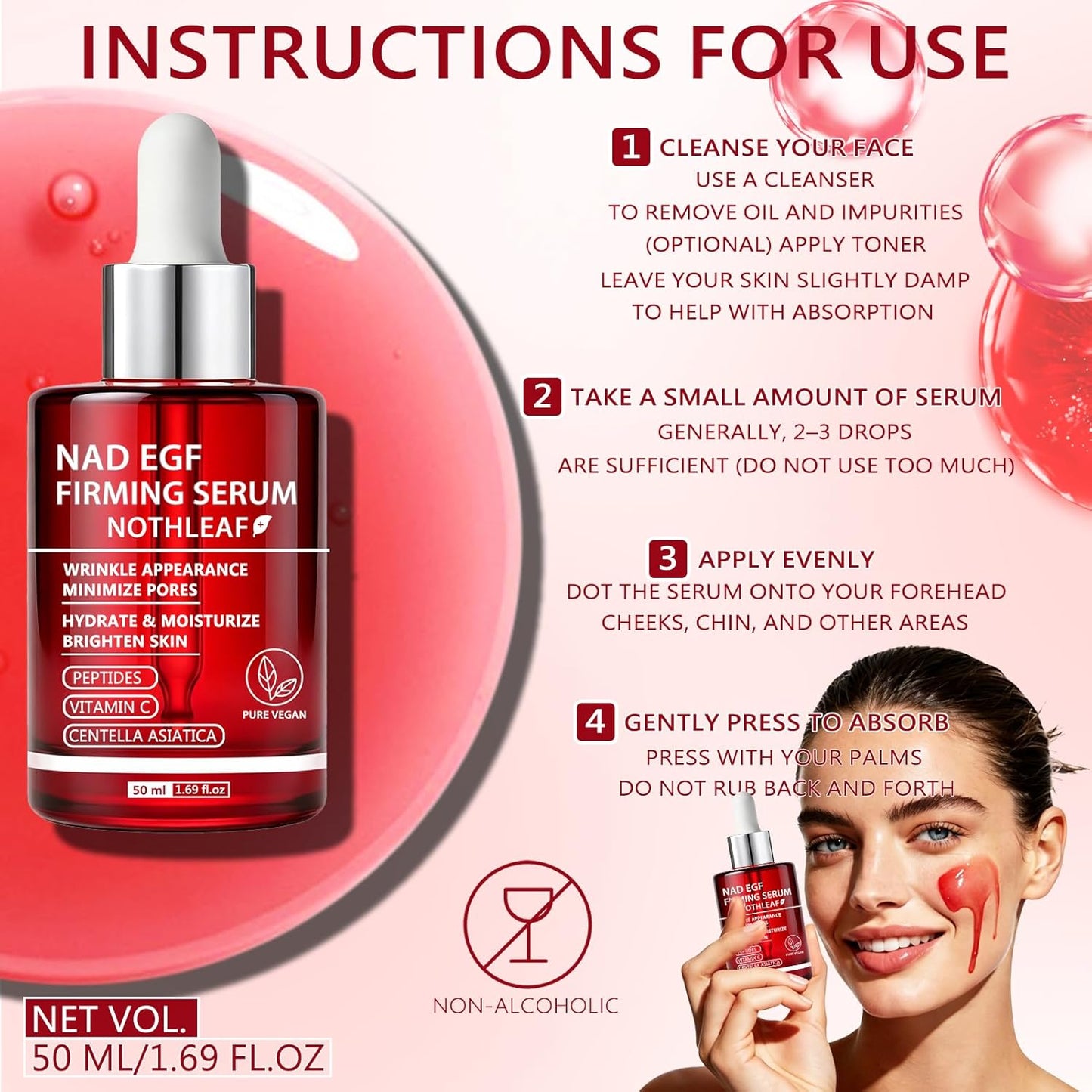 NAD EGF Firming Serum - Anti-aging Vitamin C Hydrating Peptides Tightening Serum for Face Neck, Smooth Skin, Barrier Repair, Firms Lifts Wrinkle