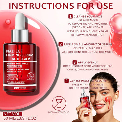 NAD EGF Firming Serum - Anti-aging Vitamin C Hydrating Peptides Tightening Serum for Face Neck, Smooth Skin, Barrier Repair, Firms Lifts Wrinkle