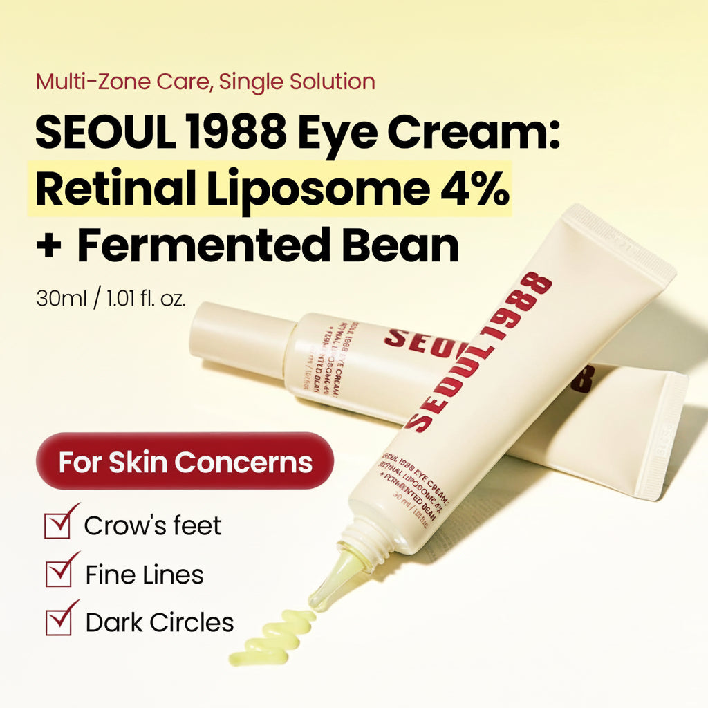 SEOUL 1988 Retinal Eye Cream – Formulated with Advanced Retinal Liposome 4% and Fermented Bean for Dark Circles and Fine Line Care | Korean Skincare, 30ml