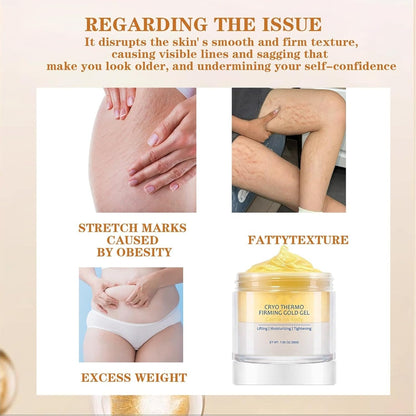 Cryo Thermo Firming Gold Gel, Hot Activation Anti-Cellulite Cream for Belly, Thighs & Buttocks, Skin Tightening Cream for Body, Promotes Blood Circulation, 7.05 oz