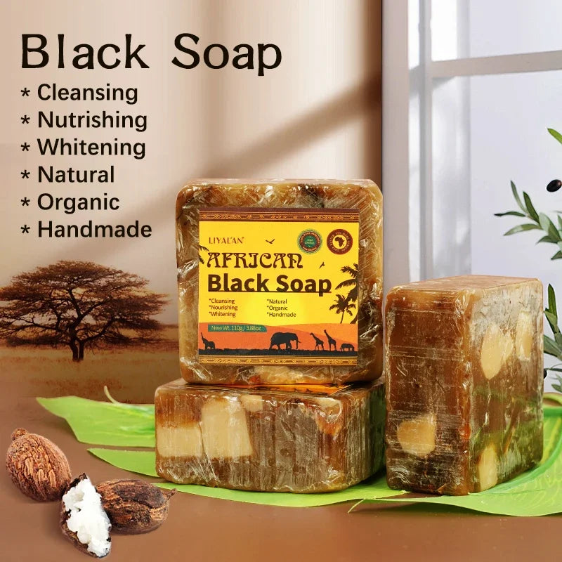 African Black Soap With Organic Shea Butter For Acne Prone Skin 100g