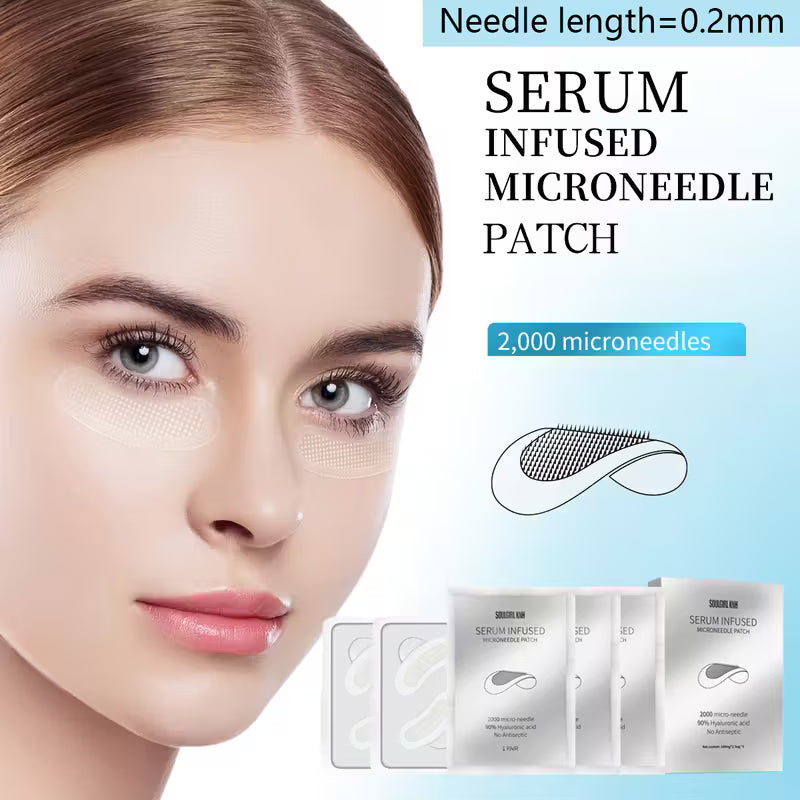 Advanced Dissolvable Microneedle Patches | 2,000 Micro-Infusion Needles with 90% Pure Hyaluronic Acid | Deep Hydration, Plumping & Anti-Aging Treatment for Under-Eye and Face