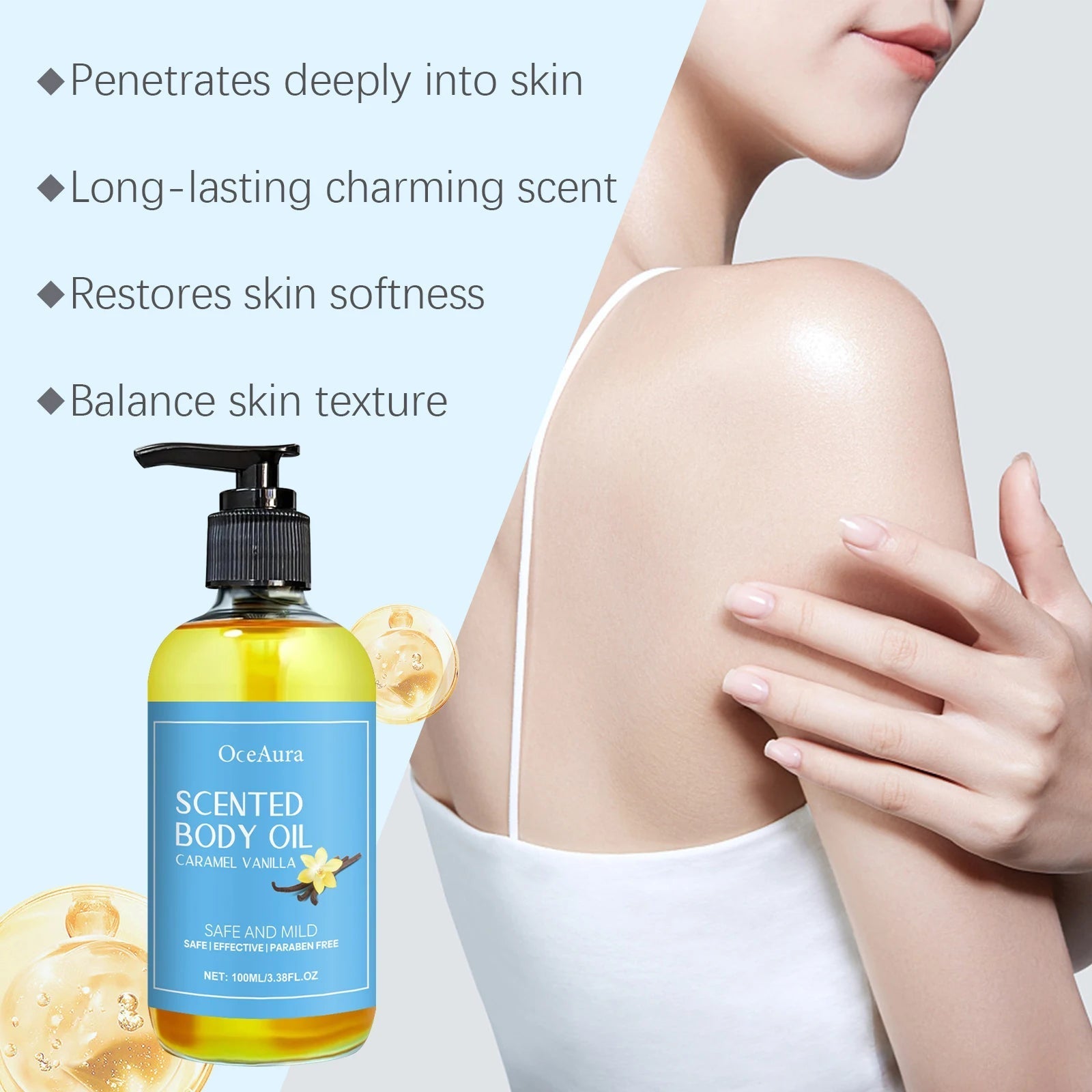 Massage Oil Vanilla Scented For Relaxation 100ml