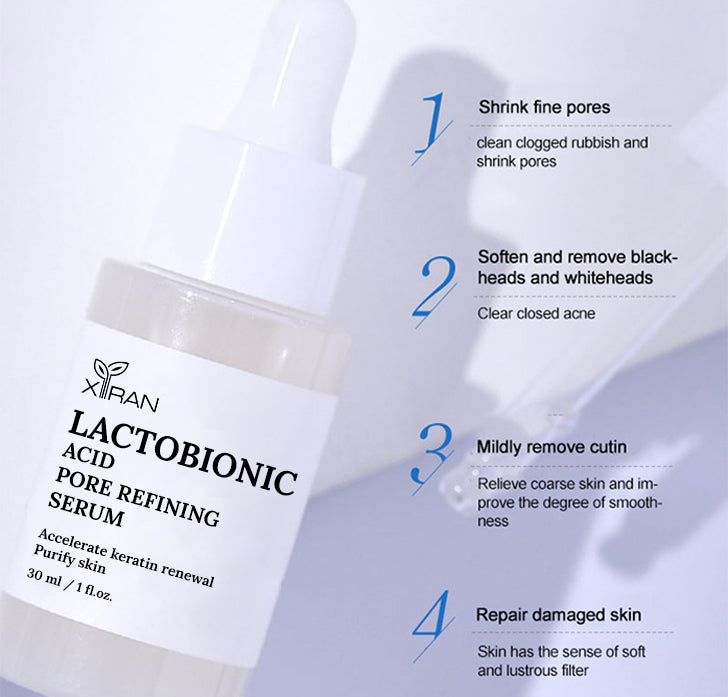 Lactobionic Acid Pore Shrink Face Serum Hyaluronic Acid Antiaging Moisturizing Skin Care Serum
