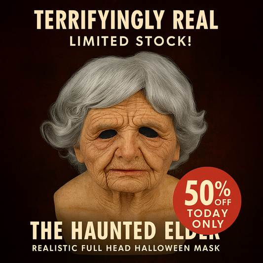 Realistic Full Head Halloween Mask - Old Lady Terror
