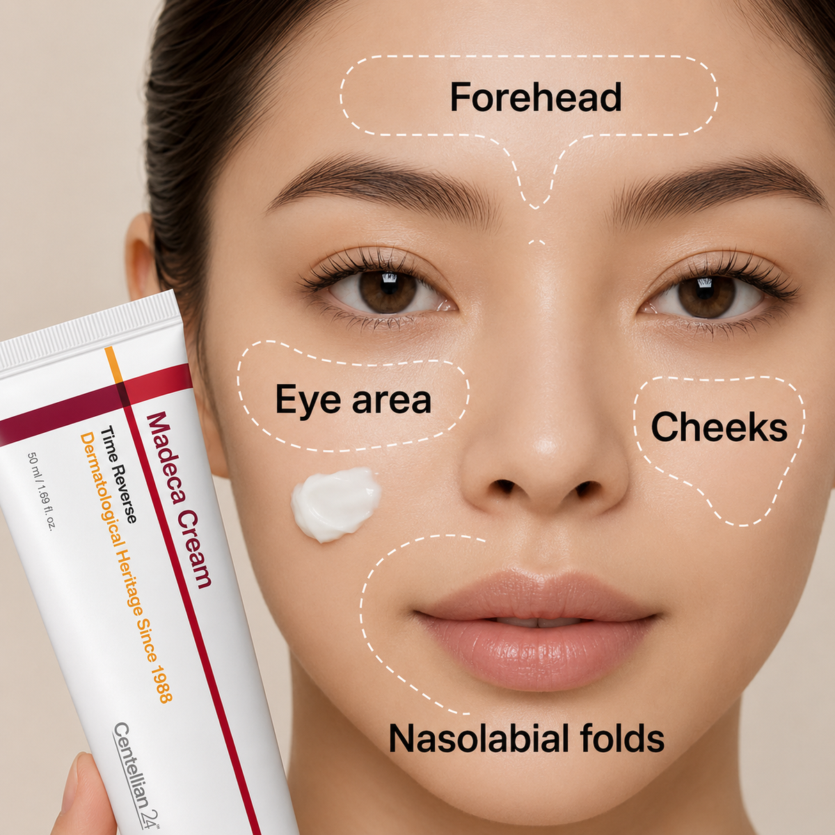 Cica face cream displayed for a hydrating skincare routine