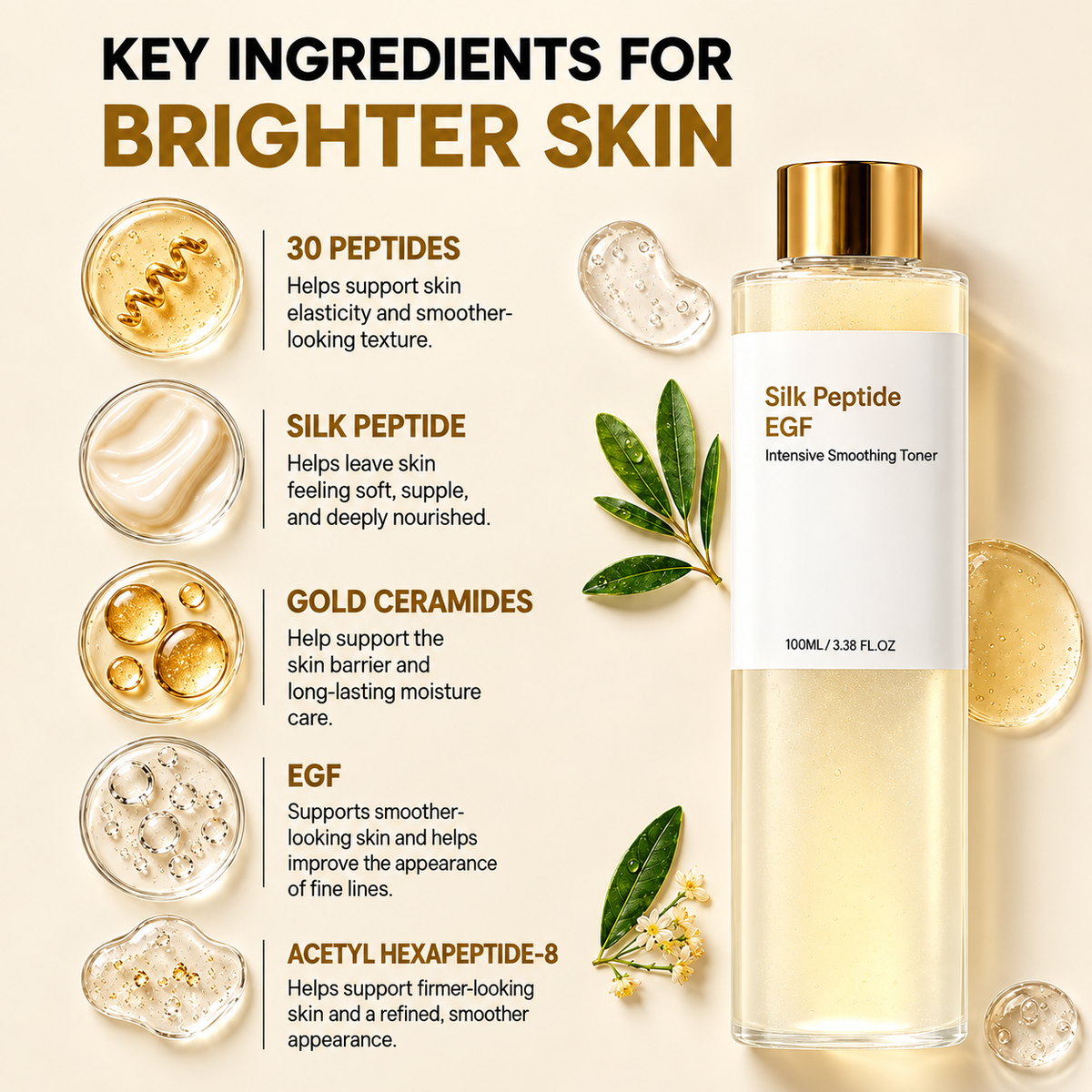 EGF peptide firming toner packaging for smoother-looking skin