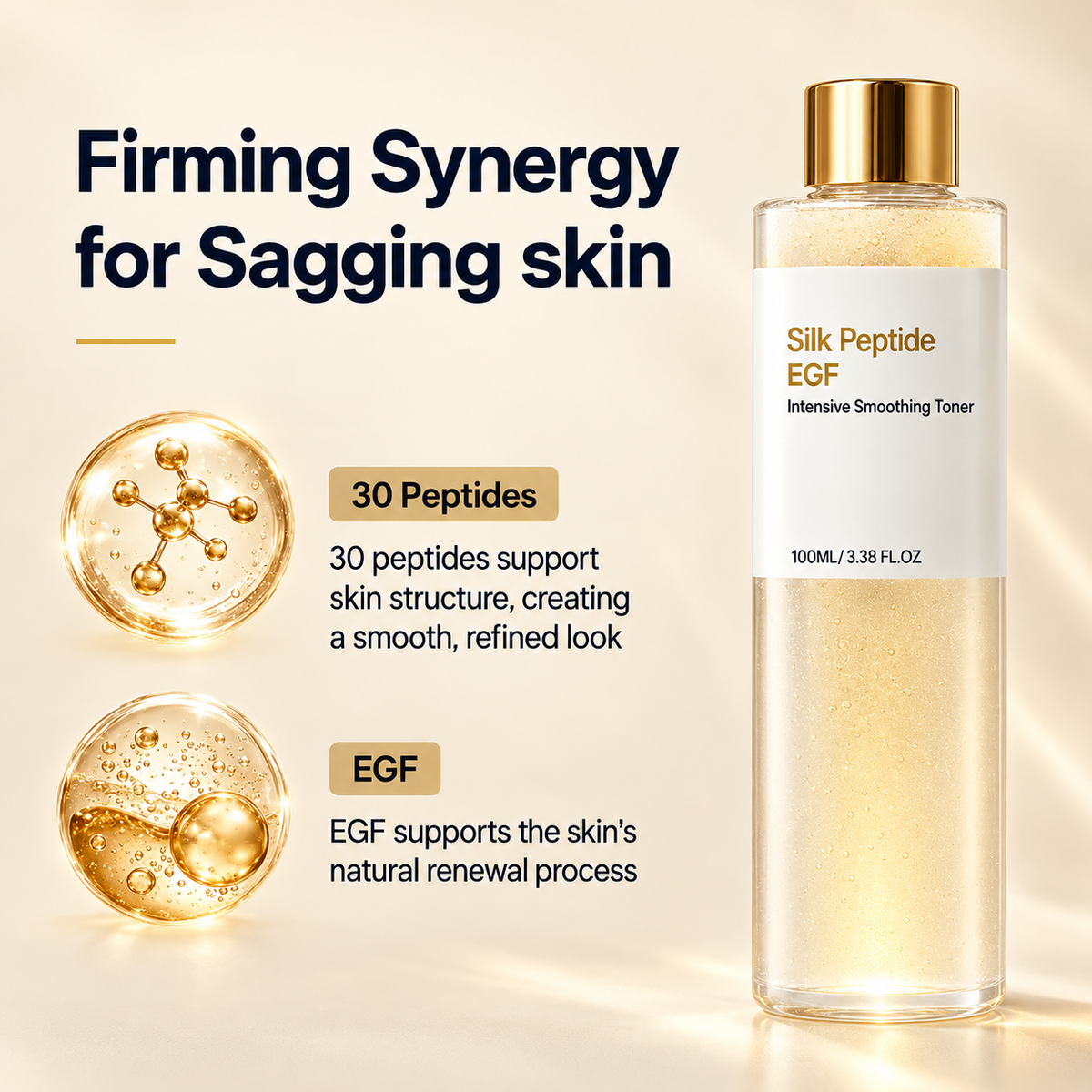 EGF peptide firming toner shown for daily facial care