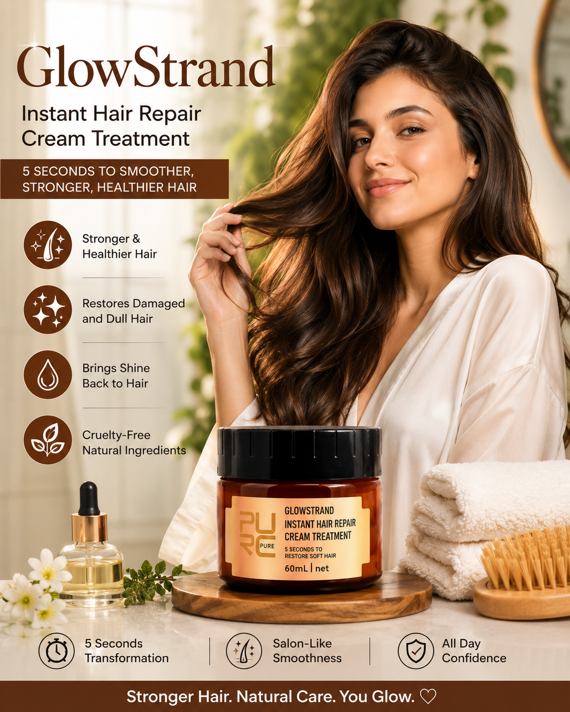 Hair repair cream product standing upright on a plain studio background