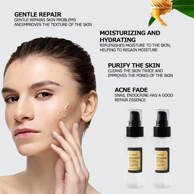 Pure Snail Mucin Moisturizing Essential Hyaluronic Acne Dark Spot Whitening Facial Wrinkle Anti Aging Snail Face Skin Care Serum