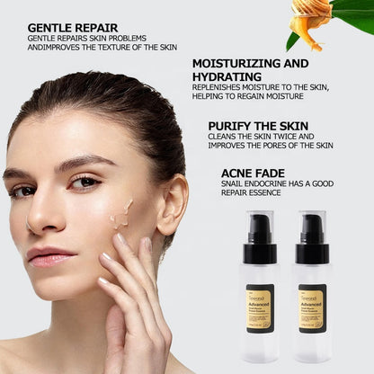 Pure Snail Mucin Moisturizing Essential Hyaluronic Acne Dark Spot Whitening Facial Wrinkle Anti Aging Snail Face Skin Care Serum