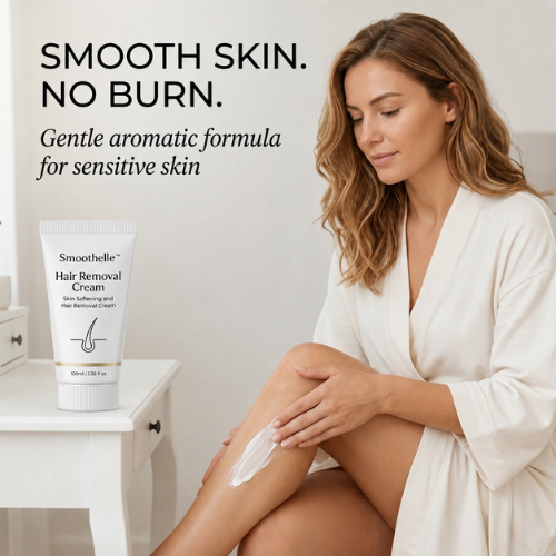 Hair Removal Cream for Sensitive Skin product tube on a clean background