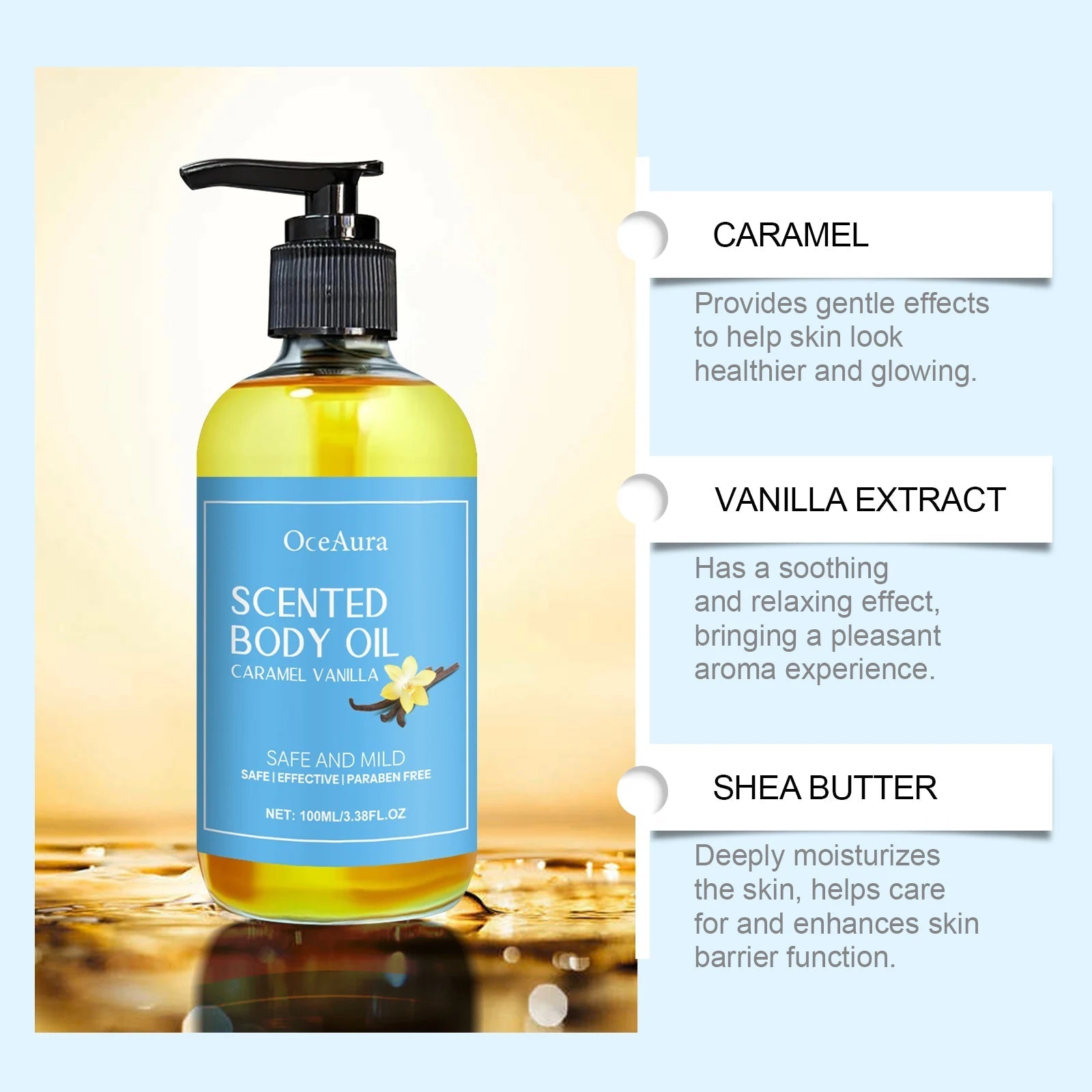 Massage Oil Vanilla Scented For Relaxation 100ml