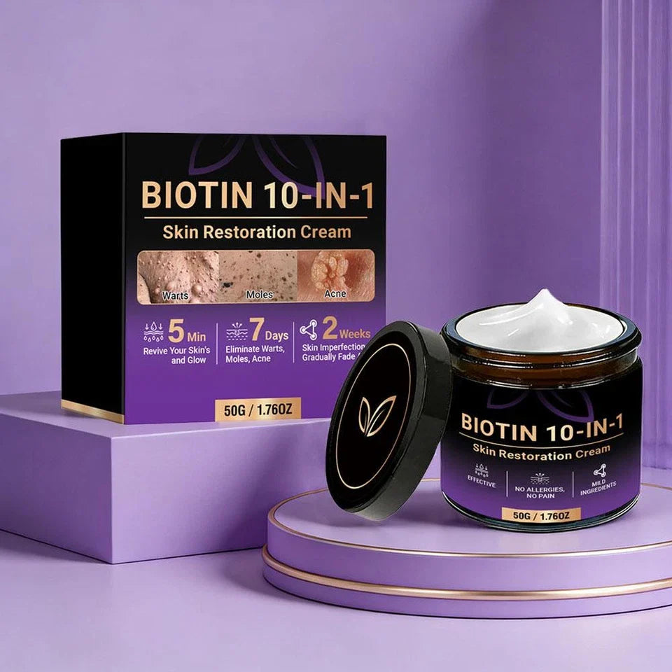 Biotin Skin Restoration Cream for dry dull skin product jar front view